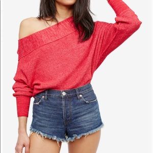 Red free people sweater